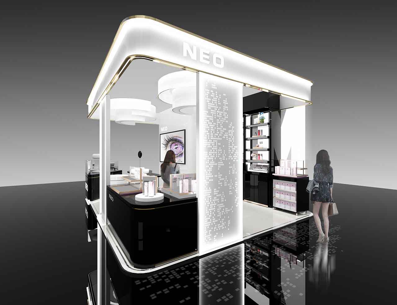 深圳會(huì)展展覽裝修-NEO-美博會(huì)展會(huì)展臺(tái)搭建裝修