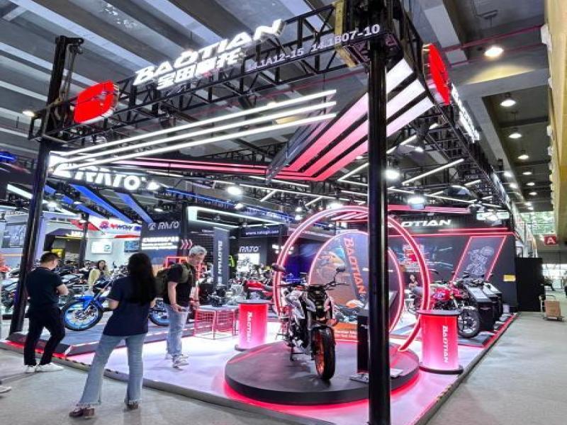 中港寶田摩托車的第137屆獲獎(jiǎng)廣交會(huì)展位設(shè)計(jì)裝修圖片